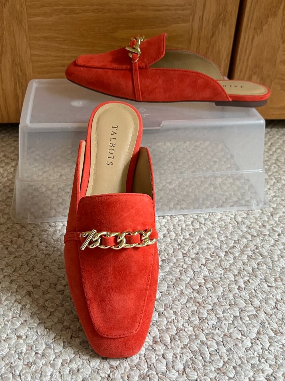 TALBOTS - Stella Chain Mules - Orange Zinnia -- Excellent Condition